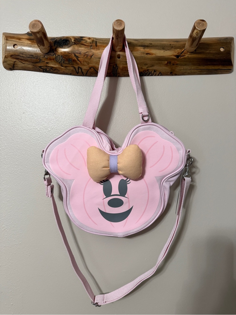 Disney Pink Pastel Minnie Mouse Shaped Crossbody Bag with Bow